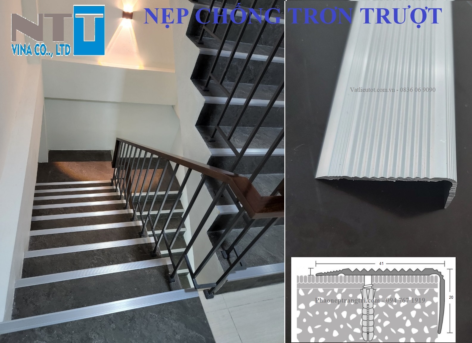 nep-nhom-chong-tron-truot-l41x20, hinh-anh-nep-mui-bac-cau-thang, nep-nhom-chong-tron-gia-re